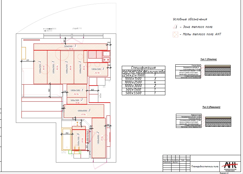 План квартиры для монтажа теплого пола ахт